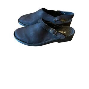 Josef Seibel Leather Clogs Women's Black Adjustable Strap Comfort Shoes Size 9.5